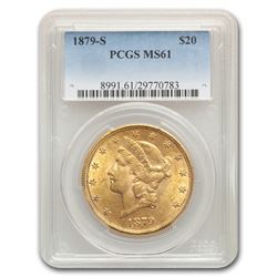 1879-S $20 Liberty Gold Double Eagle MS-61 PCGS