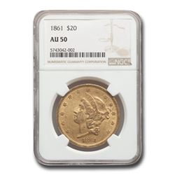 1861 $20 Liberty Gold Double Eagle AU-50 NGC