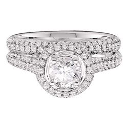 14kt Yellow Gold Princess Diamond Bridal Wedding Engagement Ring Band Set 1-1/2 Cttw