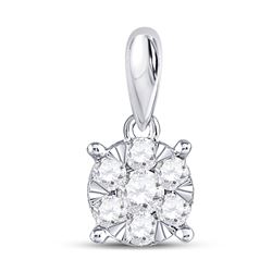 10kt White Gold Round Diamond Single Row Hoop Earrings 1/6 Cttw