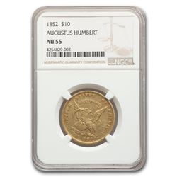 1852 $10 Humbert U.S. Assay Office AU-55 NGC (884 Thous)