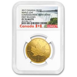 2017 Canada $200 1 oz Gold Maple Leaf PF-70 Matte NGC (FR)
