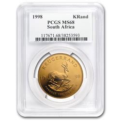 1998 South Africa 1 oz Gold Krugerrand MS-68 PCGS