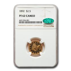 1892 $2.50 Liberty Gold Quarter Eagle PF-62 Cameo NGC CAC