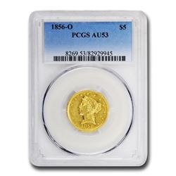 1856-O $5 Liberty Gold Half Eagle AU-53 PCGS