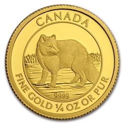 2014 Canada 1/4 oz Proof Gold $10 Arctic Fox (w/Box & COA)