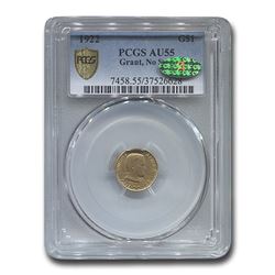 1922 Gold $1.00 Grant AU-55 PCGS CAC (No Star)