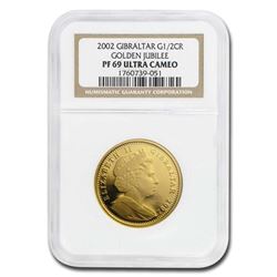 2002 Gibraltar Proof 1/2 oz Gold Crown Golden Jubilee