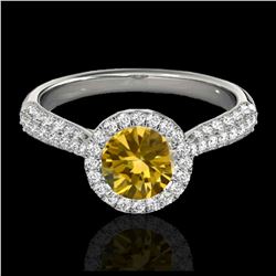 1.55 ctw VS/SI Diamond Solitaire Art Deco 3 Stone Ring 18K Rose Gold
