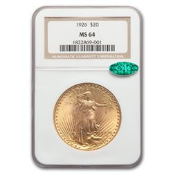 1926 $20 Saint-Gaudens Gold Double Eagle MS-64 NGC CAC
