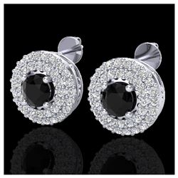 1.31 ctw Fancy Black Diamond Art Deco Stud Earrings 18K Yellow Gold