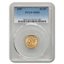 1907 $2.50 Liberty Gold Quarter Eagle MS-65 PCGS