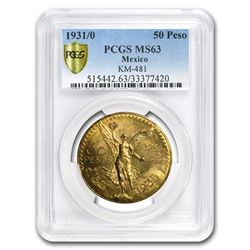 1931/0 Mexico Gold 50 Pesos MS-63 PCGS