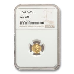 1849-O $1 Liberty Head Gold MS-62+ NGC