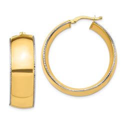 14k Two-Tone Polished Hoop Earrings - 3x31 mm