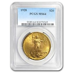 1928 $20 Saint-Gaudens Gold Double Eagle MS-64 PCGS