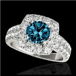2.09 ctw SI Fancy Blue Diamond Halo Ring 10K Rose Gold