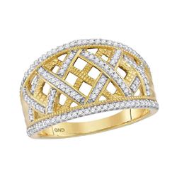 10kt Yellow Gold Round Blue Color Enhanced Diamond Band Ring 1/3 Cttw