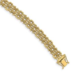 14k Yellow Gold Polished & Textured Fancy Bracelet - 7.25 in.