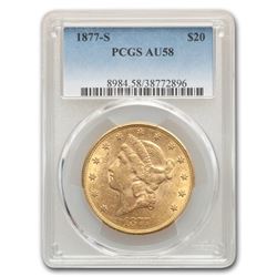 1877-S $20 Liberty Gold Double Eagle AU-58 PCGS