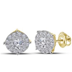 14kt Yellow Gold Unisex Round Diamond Solitaire Stud Earrings 1-3/8 Cttw