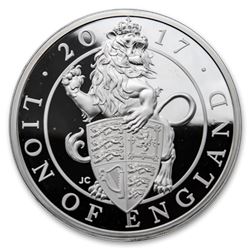 GB Proof 10 oz Silver Queen's Beast (Random\, Abrasions)