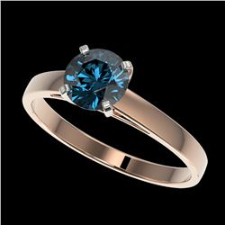 1.55 ctw SI Fancy Blue Diamond Halo Ring 10K Rose Gold