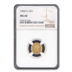 1860-S $1 Indian Head Gold MS-60 NGC