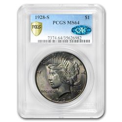 1928-S Peace Dollar MS-64 PCGS CAC