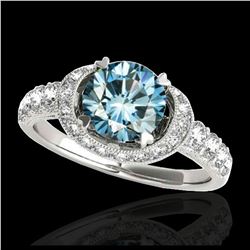 1.70 ctw SI Fancy Blue Diamond Solitaire Ring 10K White Gold