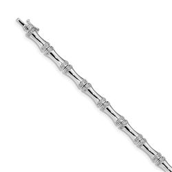 14k White Gold .471ct Diamond Bamboo Link Bracelet - 7 in.