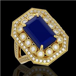 14.16 ctw Sapphire & Diamond Earrings 14K Yellow Gold