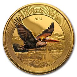 2018 St. Kitts and Nevis 1 oz Gold Pelican (Colorized)