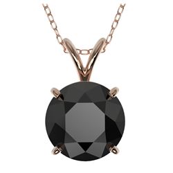 1 ctw Black Diamond Solitaire Necklace 14K Rose Gold