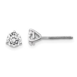 14k White Gold 3/4ct Cert. Lab Grown Diamond 3-Prong Earring