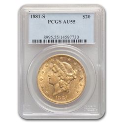 1881-S $20 Liberty Gold Double Eagle AU-55 PCGS