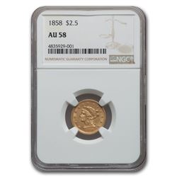 1858 $2.50 Liberty Gold Quarter Eagle AU-58 NGC
