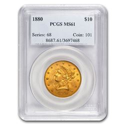 1880 $10 Liberty Gold Eagle MS-61 PCGS