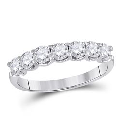 14kt Yellow Gold Mens Round Diamond Double Row Hammered Wedding Band Ring 1/2 Cttw