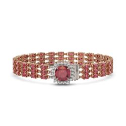 32.82 ctw Garnet & Diamond Halo Necklace 10K White Gold