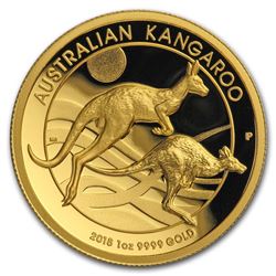 2018 Australia 1 oz Gold Kangaroo Proof (High Relief\, Box & COA)