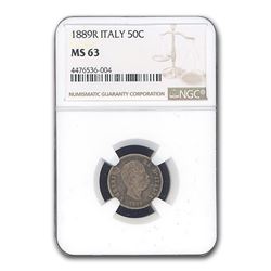 1889R Italy 50 Centesimi Umberto I MS-63 NGC