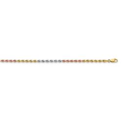 14k Tri-Color 3 mm Diamond Cut Rope Chain - 20 in.