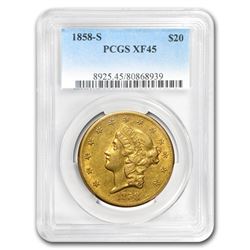 1858-S $20 Liberty Gold Double Eagle XF-45 PCGS