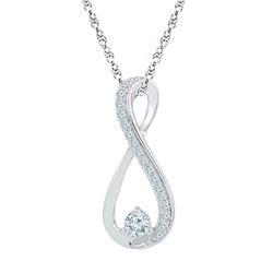 10kt White Gold Round Diamond J-Hoop Dangle Screwback Earrings 1/6 Cttw
