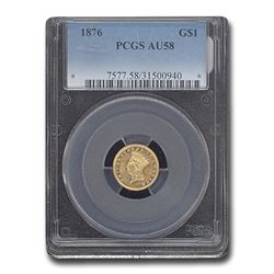 1876 $1 Indian Head Gold AU-58 PCGS