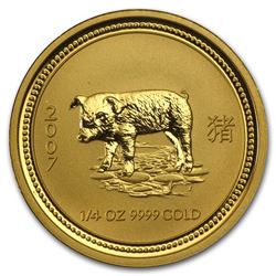 2007 Australia 1/4 oz Gold Lunar Pig BU (Series I)