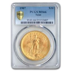 1907 $20 Saint-Gaudens Gold Double Eagle MS-66 PCGS