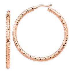 14k Rose Gold 3x35 mm Diamond-cut Hoop Earrings - 45 mm