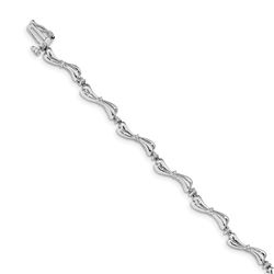 14K White Gold .26ct Diamond Bow Link Bracelet - 7 in.
